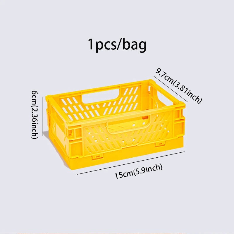 Mr. Paper, Mini Folding Plastic Storage Box, Office Desktop Tape Stationery Cosmetics Storage and Organizing Frame
