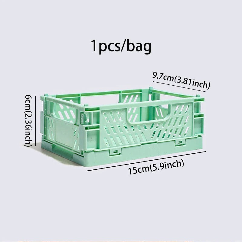 Mr. Paper, Mini Folding Plastic Storage Box, Office Desktop Tape Stationery Cosmetics Storage and Organizing Frame