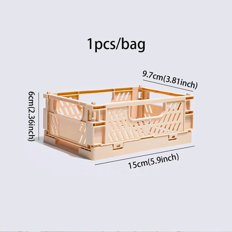 Mr. Paper, Mini Folding Plastic Storage Box, Office Desktop Tape Stationery Cosmetics Storage and Organizing Frame
