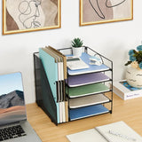 Desk Organizers and Accessories, 5-Tier Paper Letter Tray Organizer with File Holder, Desktop Organizer for Office Supplies