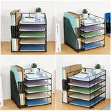 Desk Organizers and Accessories, 5-Tier Paper Letter Tray Organizer with File Holder, Desktop Organizer for Office Supplies