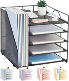 Desk Organizers and Accessories, 5-Tier Paper Letter Tray Organizer with File Holder, Desktop Organizer for Office Supplies